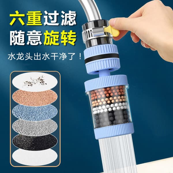 (2 Pcs Combo) 360° Rotatable 6-Layer Water Filter Tap – Kitchen & Bathroom Faucet Filter