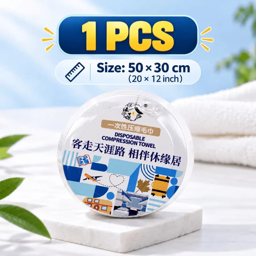 1 Pcs Mini Disposable Compression Towel – Portable Travel Towel (50×30 cm)