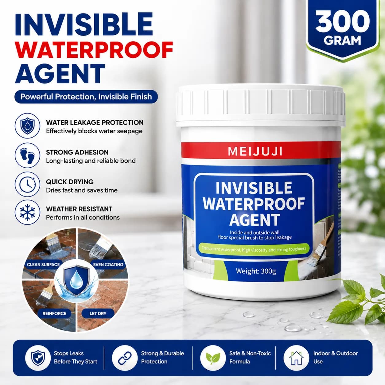 300gm - MEIJUJI Invisible Waterproof Agent - Transparent Waterproof Leak Repair Coating