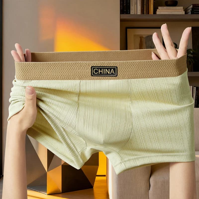 QFast BX01 (Imported) Ice Silk Premium Fabric Ice Cool Comfortable Trunk Underwear Boxer For Men China Boxer Mens Underwear Milk Silk Cotton Boxer