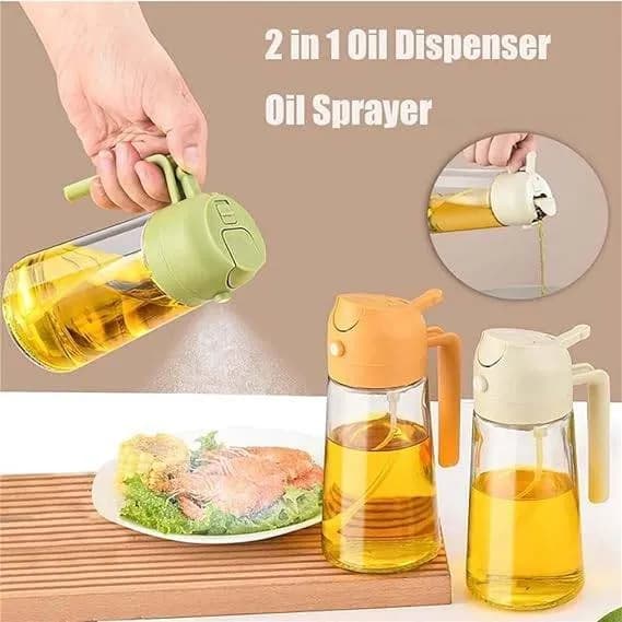 Oil Spray & Pour Bottle – 2-in-1 Oil Dispenser
